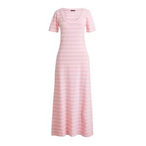 NWT J. Crew T-shirt Dress Midi Length Pink Stripe Cotton Casual Size Small